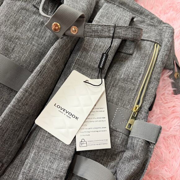 Lovevook Gray Quilted Laptop Backpack With USB Port - Picture 9 of 9